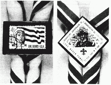 Two Scout Stamp Neckerchief Slides