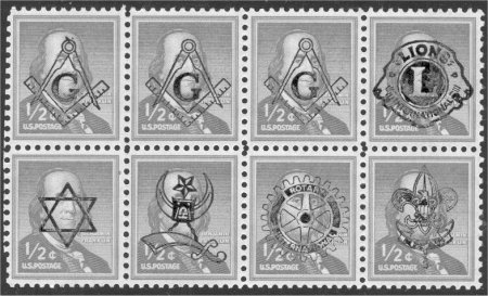 Block of 8 overprints