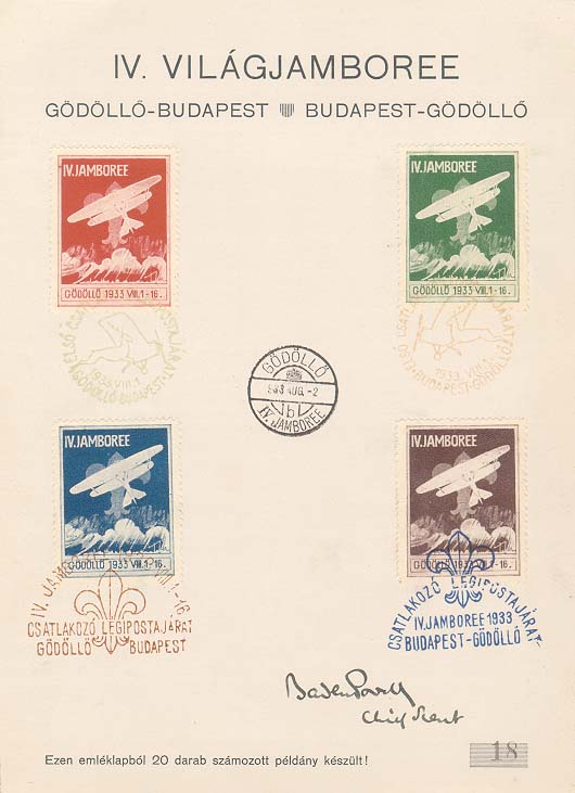 Jamboree Cachet Handstamp Baden-Powell Sheet