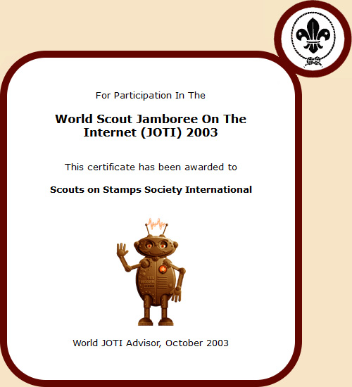 2003 JOTI Participation Certificate