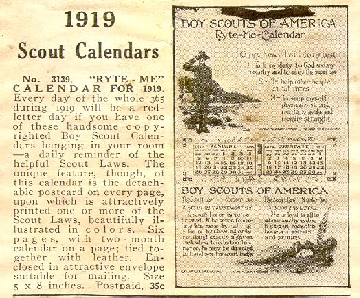 December 1918 ad for 1919 Calendar